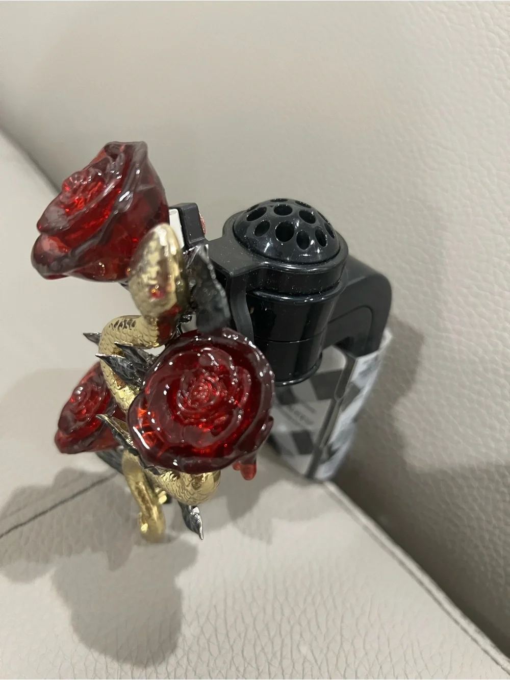 Bath And Body Works Gold Snake Wrapped Red Rose Sculpture